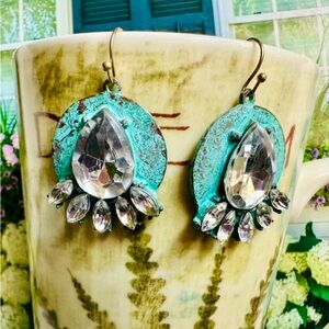 📦 REDUCED! Hand Crafted Silver and Aqua Statement Earrings